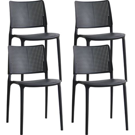 Oviala – Lot de 4 chaises de terrasse empilables en polypropylène – Résistantes aux intempéries – Hauteur d'assise 45 cm – Charge maximale 100 kg (1/5)