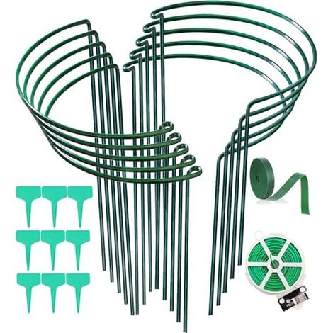 Lot de 10 Tuteurs pour Plantes, Demi-Ronds en Métal Plantes Jardin, Cages et Supports Pivoines Pot, Tomates, Légumes, Fleurs 25x40CM - (1/5)