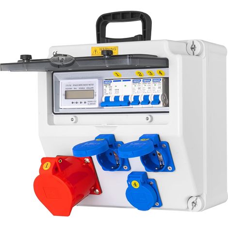 Coffret Electrique IP65 avec Prises schuko et prises CEE,Prise Exterieure Etanche Coffret de Chantier,Distributeur de Courant Électrique avec Disjoncteur pour Usage Extérieur et Intérieur (1/5)
