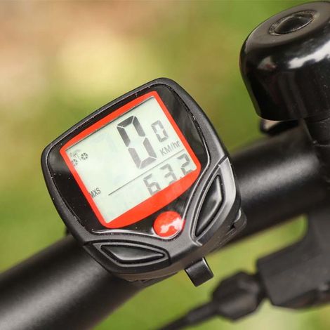 Ciclocomputador con pantalla LCD, odómetro y velocímetro.