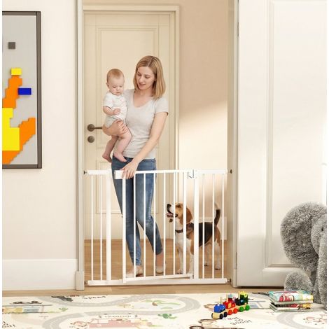 Barriera di sicurezza per bambini e animali, senza foratura, chiusura automatica, bianca DESVIAE (1/5)