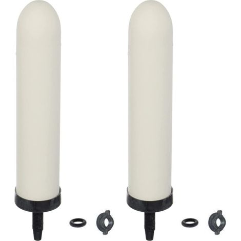 Lot de 2 bougies filtrantes en céramique remplaçables de 7 pouces avec charbon actif pour systèmes de filtration d'eau par gravité de table, réservoir d'eau domestique (1/5)