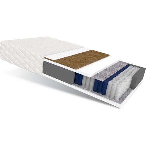 Matratze 90x200 Taschenfederkern  FAMILY MAX 7 Zonen H2 H3 24 cm Kokos HR Schaum Klimafaser Polyurethanschaum JERSEY