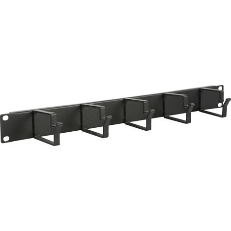1 HE 19" Lanview Kabelmanagement-Panel, 5 Haken, Schwarz, RAO100BL