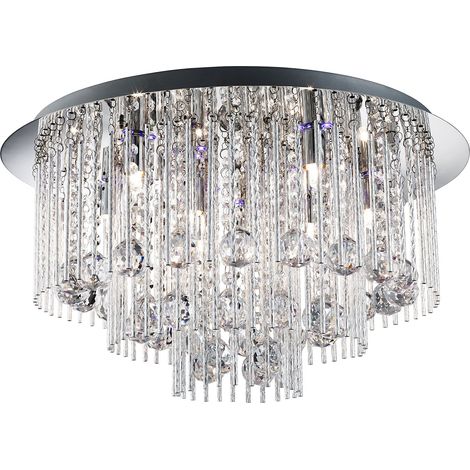 Plafoniera Classica Beatrice Acciaio Cromo Vetro Grigio 8 Luci G9 (1/5)