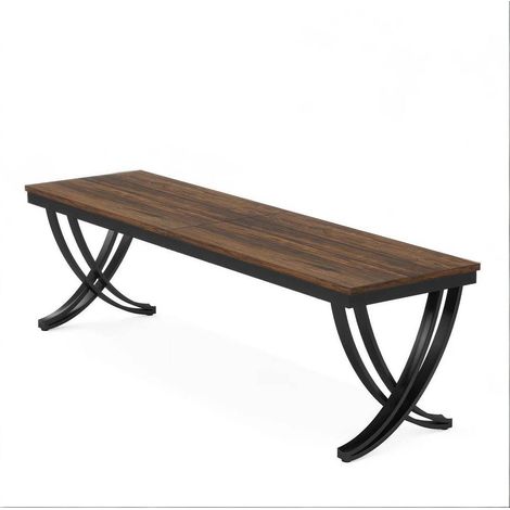 Bureau double pour ordinateur avec plateau 200x70 cm et pieds en X, plateau en panneaux de particules E1, métal, couleur noire (1/5)