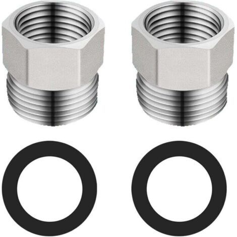 Runder Schlauchverbinder, Duschschlauch-Reduzierstück, G1/2" auf G3/8", Edelstahl, Chrom