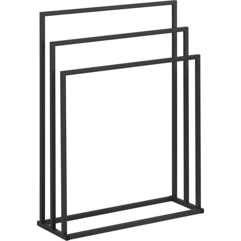 Porta asciugamani da terra in acciaio a 3 barre (3 barre, larghezza 65 cm, portata 6 kg, grigio scuro) 140004421