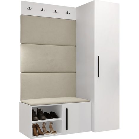 Conjunto para recibidor Nitos II, Manila 02, 191x124x50cm, Tapiz, Aglomerado laminado, Montada en la pared, Colocada