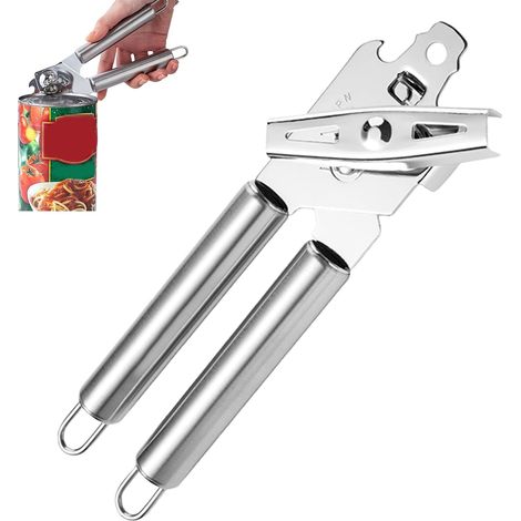 Stainless steel manual can opener - Manual can opener - For home, kitchen, apartment, garden, barbecue, house, catering and bar (1/5)