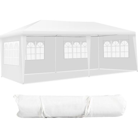 Tenda da esterno portatile impermeabile da 6 x 3 m con 4 pannelli laterali rimovibili bianca