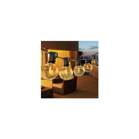 Déstockage 7.5M Guinguette Guirlande Lumineuse Extérieures, LED Guirlande Lumière Exterieur avec 25 Ampoules E12 G40 en Plastique en Plein Air, IP45 Étanche Guirlande Guinguette pour Jardin Cour Bistr