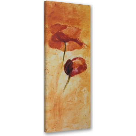 Tableau sur toile Deux fleurs de coquelicot peintes 30x90 (1/5)