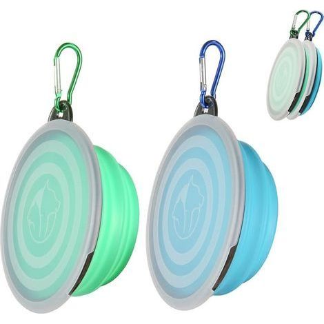 Gamelles Pliables bols Avec Couvercle chiens Bols d’eau pour Chiens Voyage bols pour Chat et Chiens Hauteur du bols Peut Ajustée Léger Protable Pour Marche Randonnée Camping (bleu+verte, 12.895.5) (1/5)