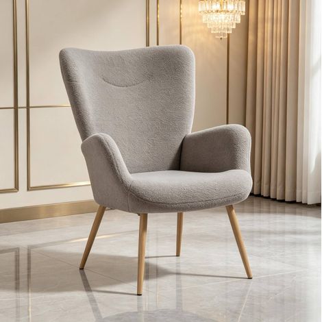 Sessel 71 x 74 x 97,5 cm, grau, Polyester, hohe Rückenlehne, zum Lesen, stabil – MEUBLIV (1/5)