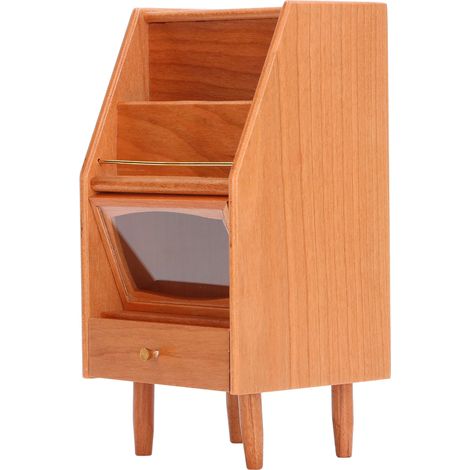 Mini étagère en bois cerisier texturé pour maison de poupée, meuble miniature à décorer soi-même (1/5)