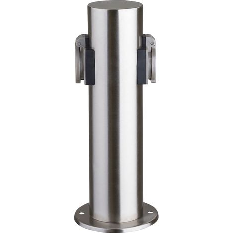 Heitronic 35103 Presa di corrente da giardino 2 vie acciaio inox Protezione per i bambini
