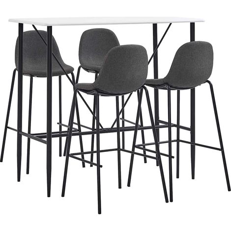 vidaXL Juego de mesa alta y taburetes 5 piezas tela gris oscuro (1/5)