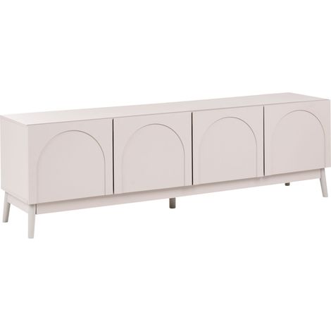 TV Stand Modern Cabinet Door Cable Management Particle Board Pine Wood Legs Light Beige Boulia (1/5)
