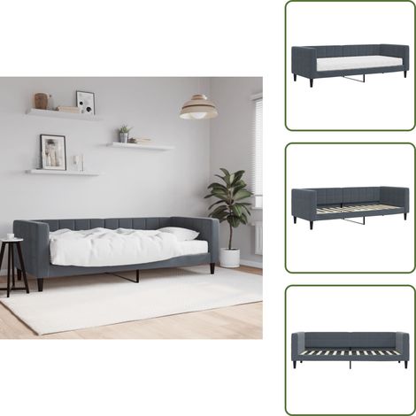 The Living Store Sofá cama con colchón terciopelo gris oscuro 80x200 cm - Sofá cama 2 en 1