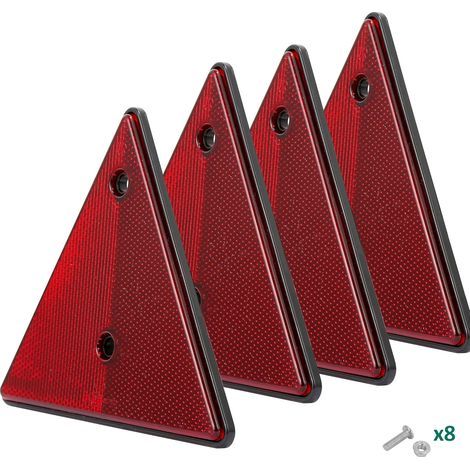 4X Rouge Catadioptre Triangle Remorque 150x10x132mm (LxWxH), Homologué E Catadioptre Triangle Visser Arrière Réflecteurs Signalisation pour Remorque Caravane RV (Rouge-Triangle-Visser-4pcs) (1/5)