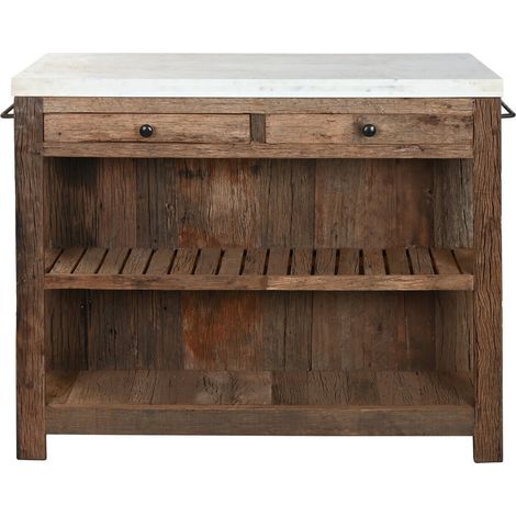 Isla Cocina Madera Reciclada 120X60X97 2 Cajones (1/5)