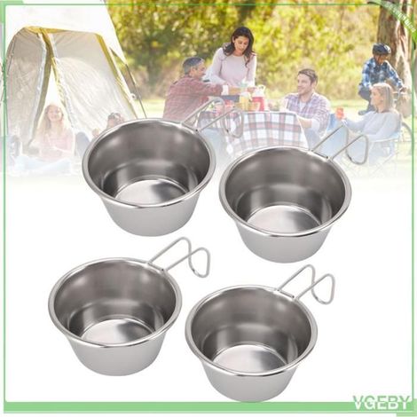 Bol de riz rond de camp - FAFEICY - 4 pcs mini empilable - Acier inoxydable - Léger - Isolation thermique