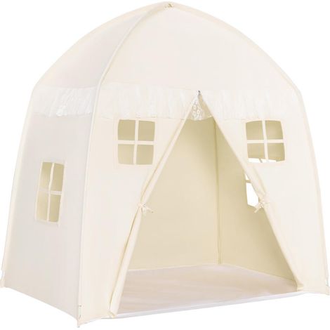 Chambre et extérieur Maisonnette tente enfant château Fenêtres respirantes porte zippée Armature fibre de verre (1/5)