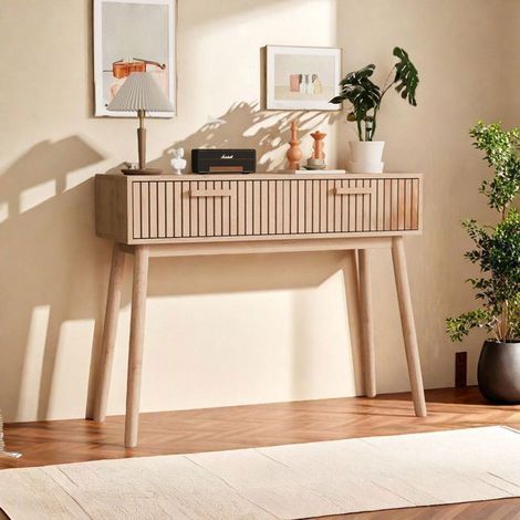 Buffet de salon - Buffet bas - 2 tiroirs - 100x35x80 cm - Bois écologique (1/5)
