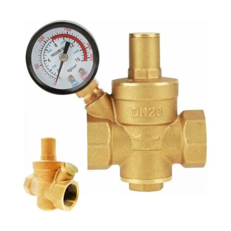 Réducteur de pression d'eau réglable en laiton DN20 Manomètre intégré Charge max 16 kg/cm² Pression d'entrée 1,6 MPa - DN20-3 (1/5)