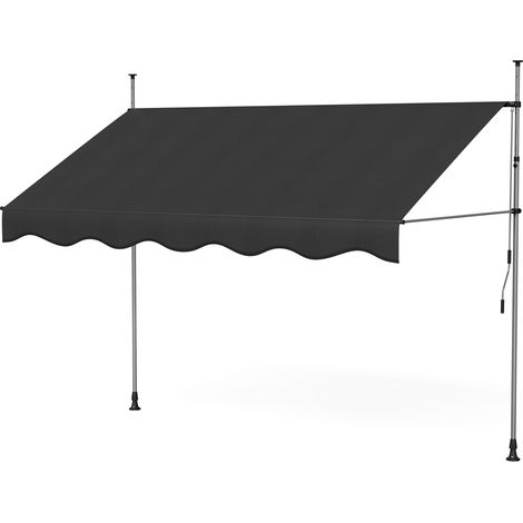 Auvent rétractable manuel sans perçage 300x180cm - hauteur et inclinaison réglable - store banne avec manivelle (1/5)