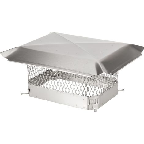 Couvre-cheminée en acier inoxydable à boulon unique, taille de maille 1,9 cm, s'adapte à l'extérieur des conduits de cheminée en argile existants, 22,9 x 33 cm, acier inoxydable (1/5)