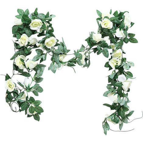 1 Guirlande de roses artificielles, en soie, tiges souples, décoration intérieure et extérieure (1/5)