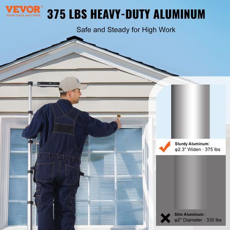 Échelle Télescopique Aluminium, 2,6 m, Escabeau Extensible Capacité 170 kg, avec Pieds Antidérapants, Échelle Compacte Portable Pli… (1/5)