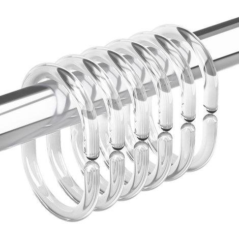 Anneaux De Rideau De Douche - Plastique Antirouille - Forme C - Pour Tringle De Douche - 24 Pièces (1/5)