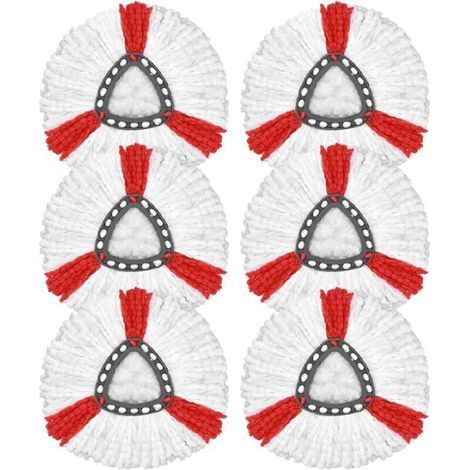 Pack de 6 têtes de vadrouille compatibles avec la vadrouille Vileda Turbo, têtes de rechange pour vadrouille en microfibre, vadrouille de remplacement pour vadrouille EasyWring&Clean, pour tous les so (1/4)