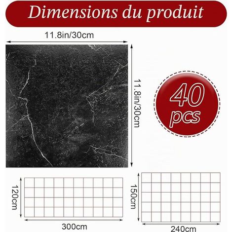 PVC Flooring 30 x 30 cm Concrete Effect Self Adhesive Vinyl Tiles Non-Slip Waterproof for Living Room (1/2)