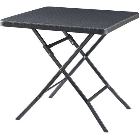 Tavolo da campeggio pieghevole 78 x 78 x 74 cm effetto rattan nero 030011004