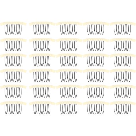 30 Peignes à Clips pour Perruque Acier Inoxydable 7 Dents Fixation Postiche Capillaire Lot Accessoires Coiffure Beige (1/5)