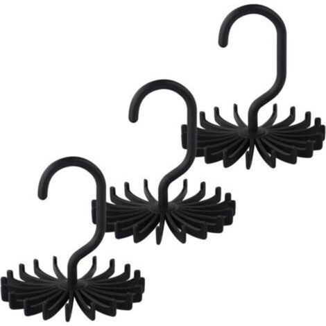 Juego de 3 ganchos para corbatas para armario, organizador de armario, ganchos para corbatas, soporte para diademas (negro) (1/4)