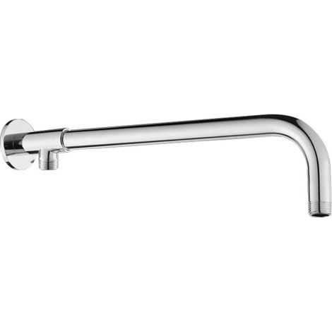 Bras de douche en acier inoxydable de 33 cm avec support en cuivre Bras de douche en chrome poli argenté pour pomme de douche à effet pluie