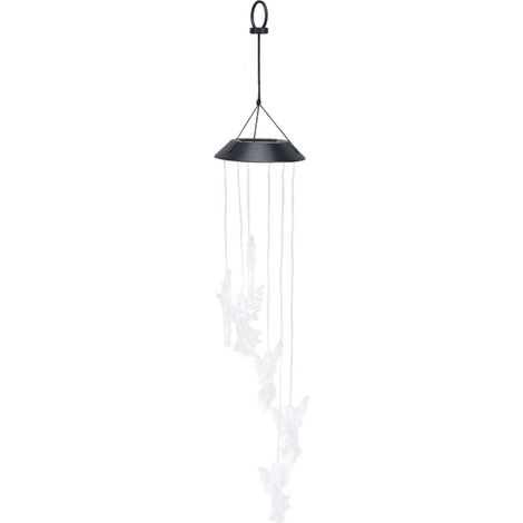 Carillon solaire à vent automatique, design photosensible, en forme de petit ange, étanche, pour extérieur, avec lumières LED à couleurs changeantes. (1/5)