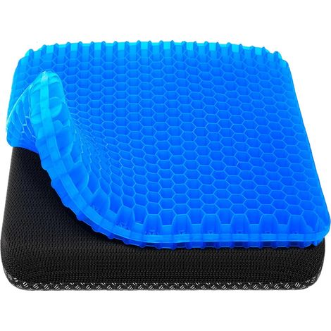 Coussin de siège en gel, coussin de siège rafraîchissant (extra large et épais), design en nid d'abeille respirant, coussin de chaise de bureau/fauteuil roulant/siège de voiture, 37 x 32 x 2 cm