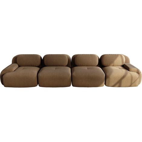 Sofá modular de 4 plazas de pana marrón HOMVRA (1/5)