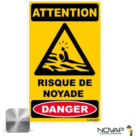 Panneau Risque de noyade - Alu 200x330mm - 4012490