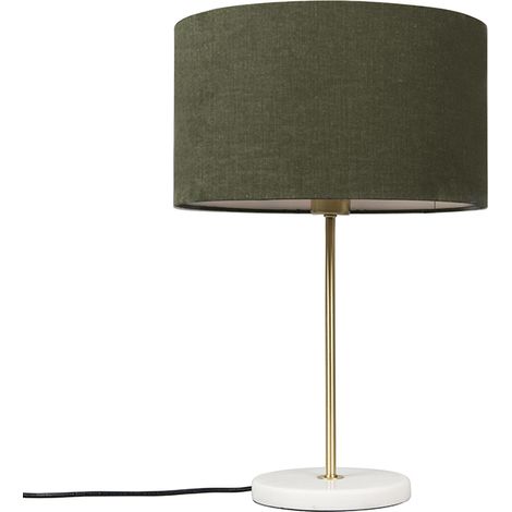 QAZQA Lámpara de mesa de latón con pantalla verde 35 cm - Kaso