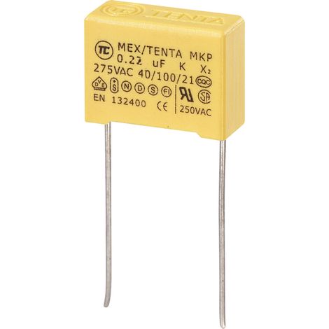 TRU COMPONENTS MKP-X2 1 St. MKP-X2-Funkentstör-Kondensator radial bedrahtet  0.22 µF 275 V/AC 10 % 1