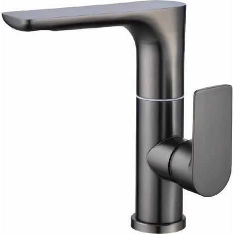 Stainless steel faucet for single or double use, hot and cold water, gray spray head, 360-degree rotating bathroom faucet (1/5)