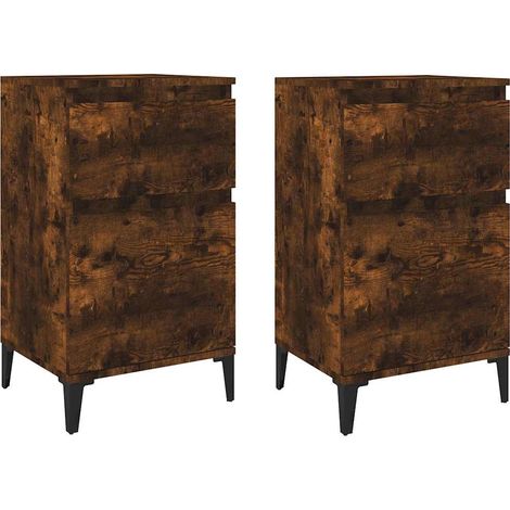 Maison Exclusive - Mesitas de noche 2 uds color roble ahumado 40x (1/5)