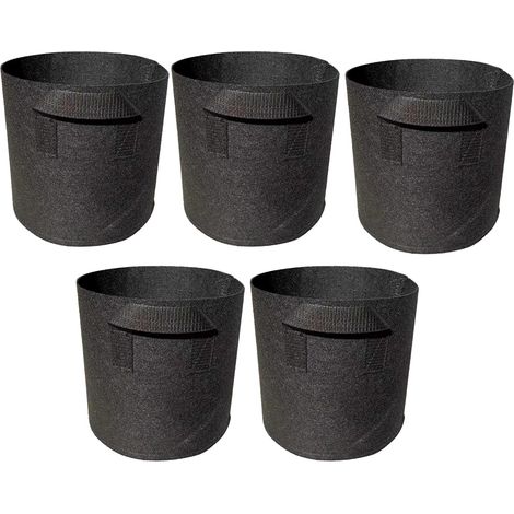Sac Geotextile - 30 x 25 x 25 cm - Polyester - Pour Balcon Jardin Potager - Lot de 5